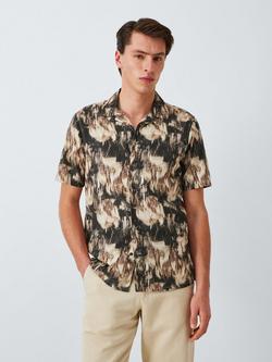 John Lewis Short Sleeve Abstract Print Cotton Blend Shirt, Multi, Multi
