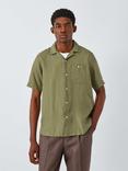 John Lewis Regular Fit Revere Collar Linen Shirt, Olive