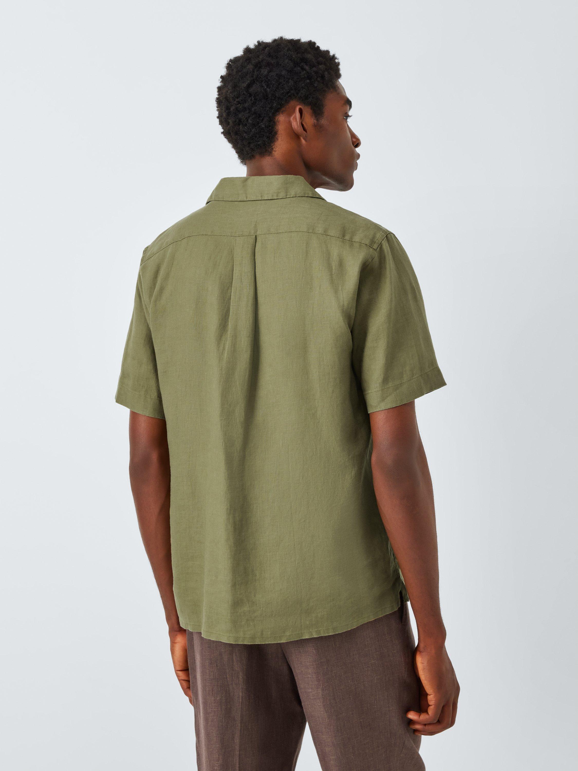 Product image 2 of 6, which shows John Lewis Regular Fit Revere Collar Linen Shirt, Olive, M
