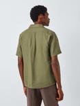 John Lewis Regular Fit Revere Collar Linen Shirt, Olive