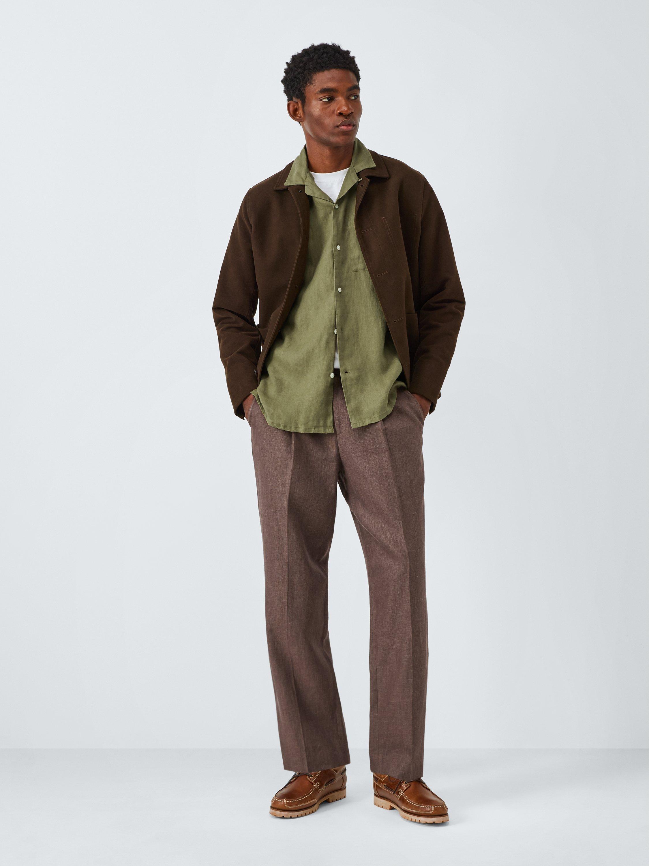 Product image 3 of 6, which shows John Lewis Regular Fit Revere Collar Linen Shirt, Olive, M