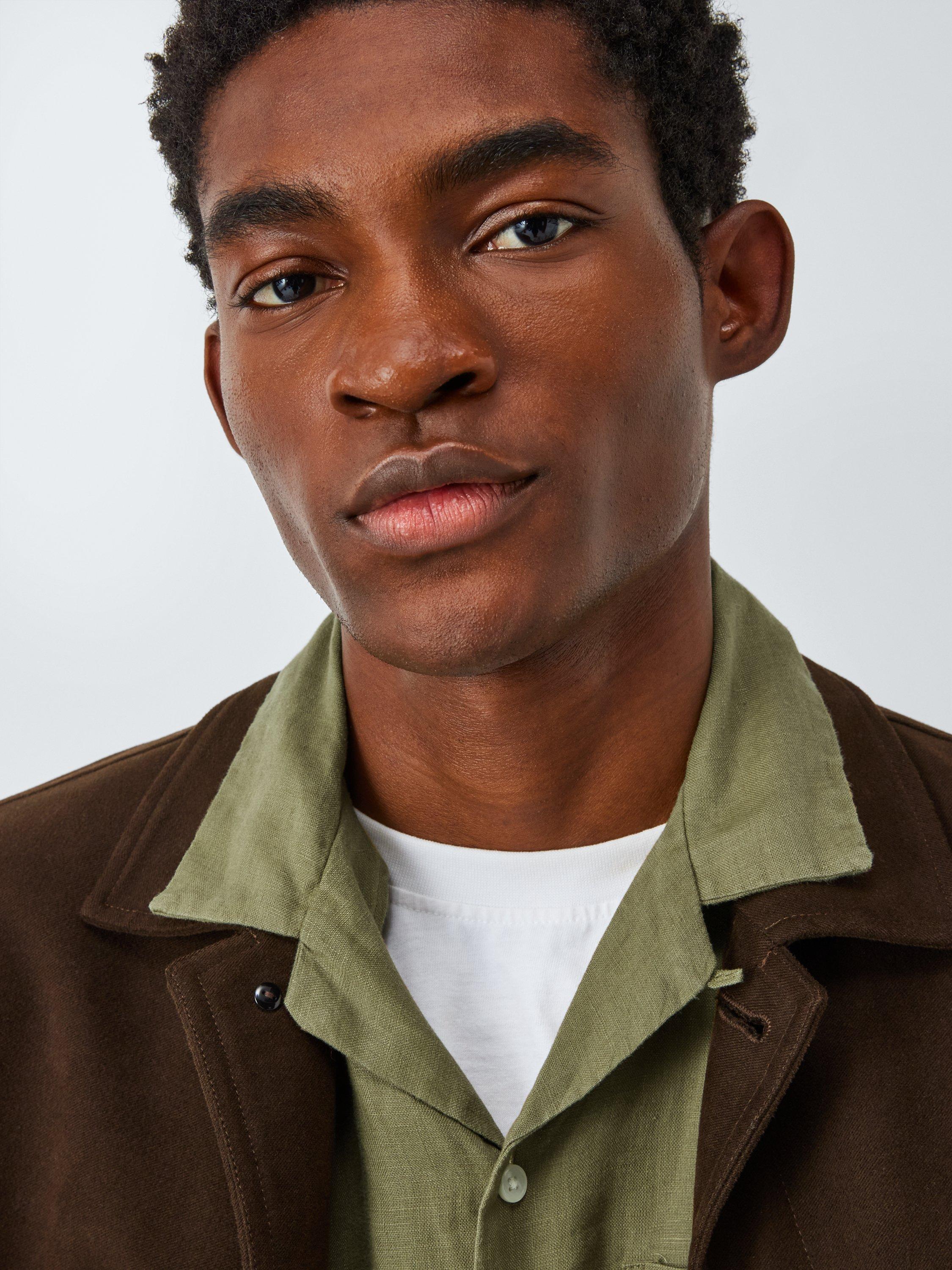 Product image 5 of 6, which shows John Lewis Regular Fit Revere Collar Linen Shirt, Olive, M