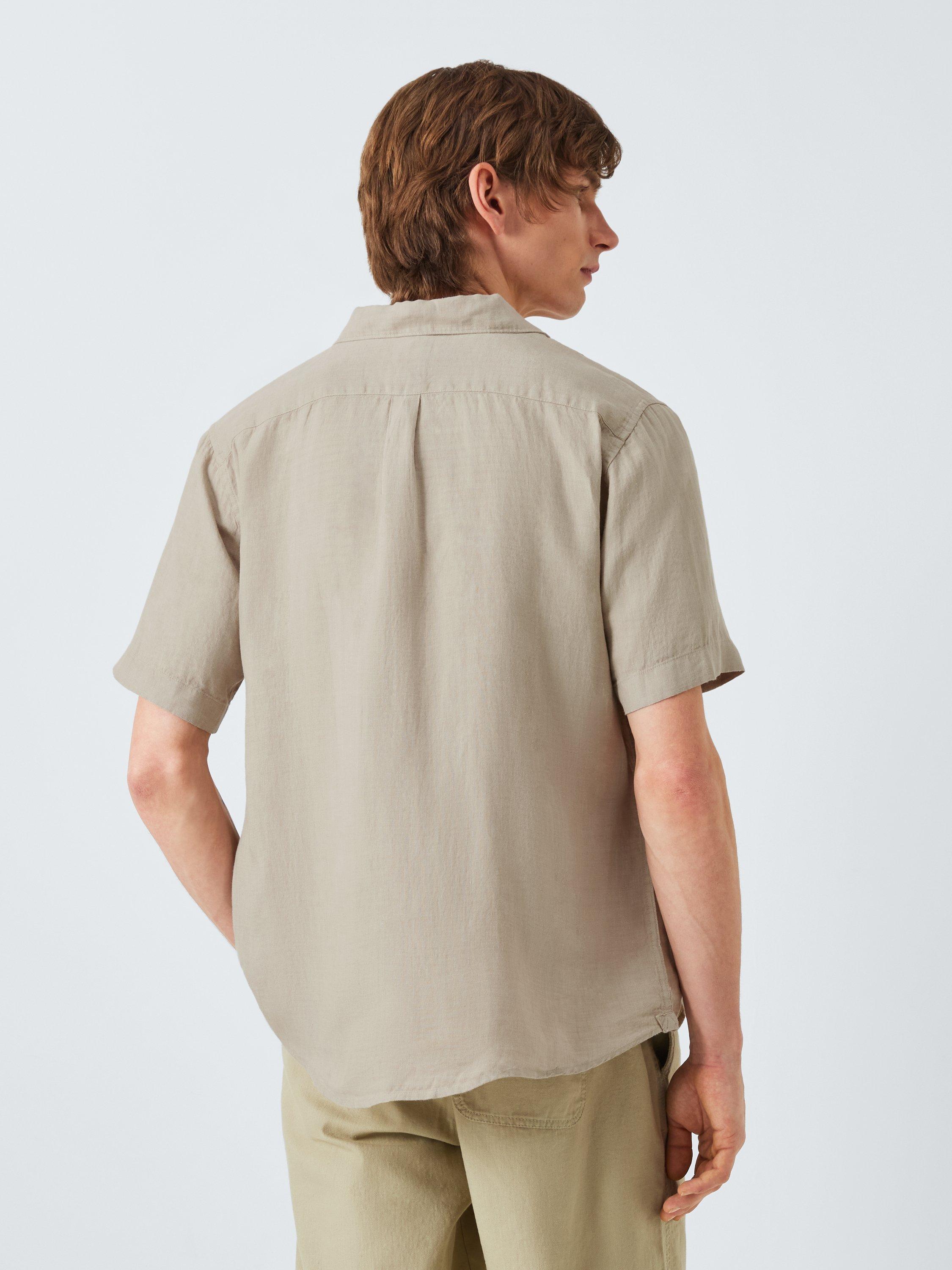 Product image 2 of 6, which shows John Lewis Short Sleeve Linen Shirt, Moss Gray, S