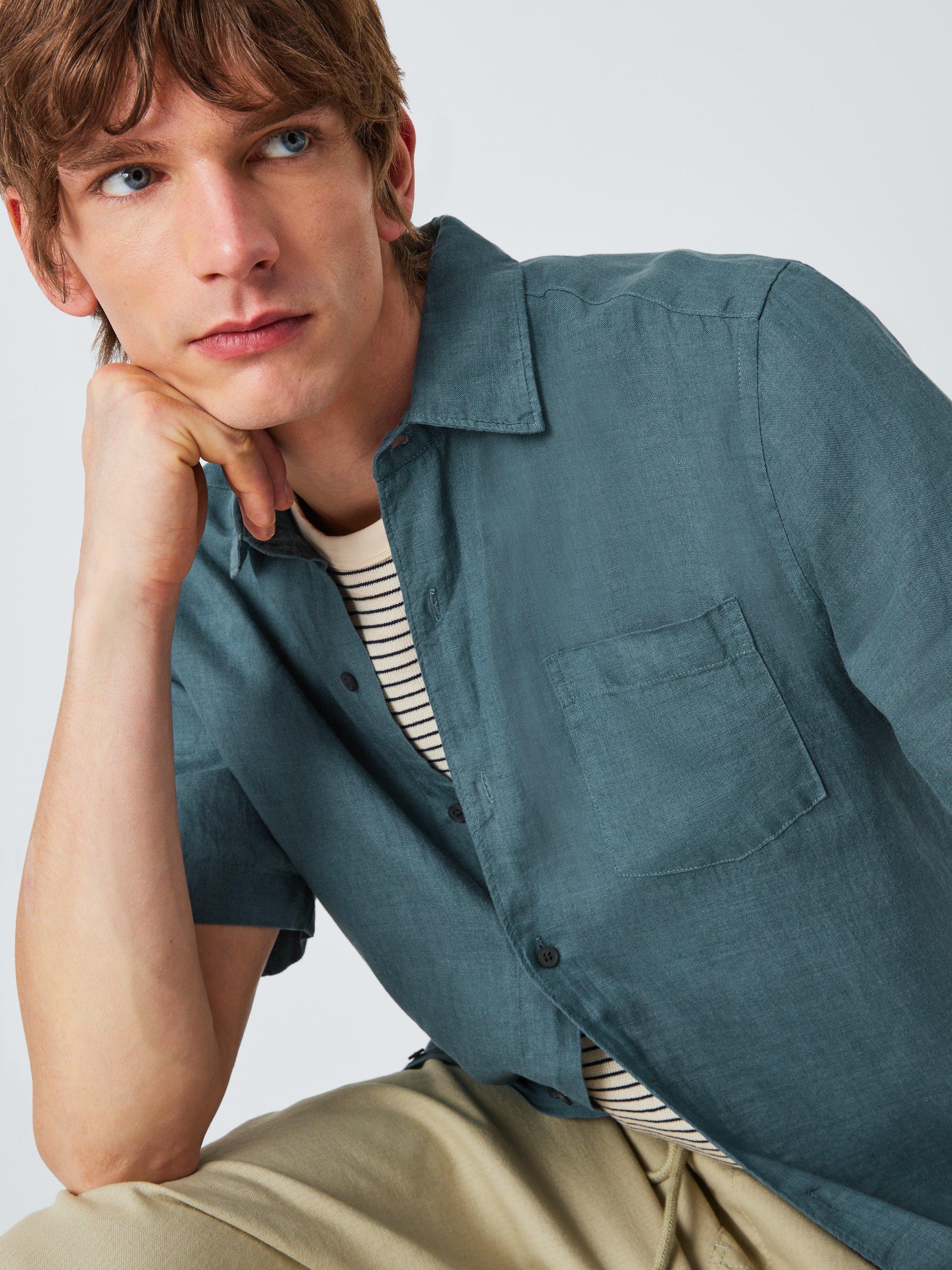 Product image 5 of 6, which shows John Lewis Short Sleeve Linen Shirt, Stargazer, S