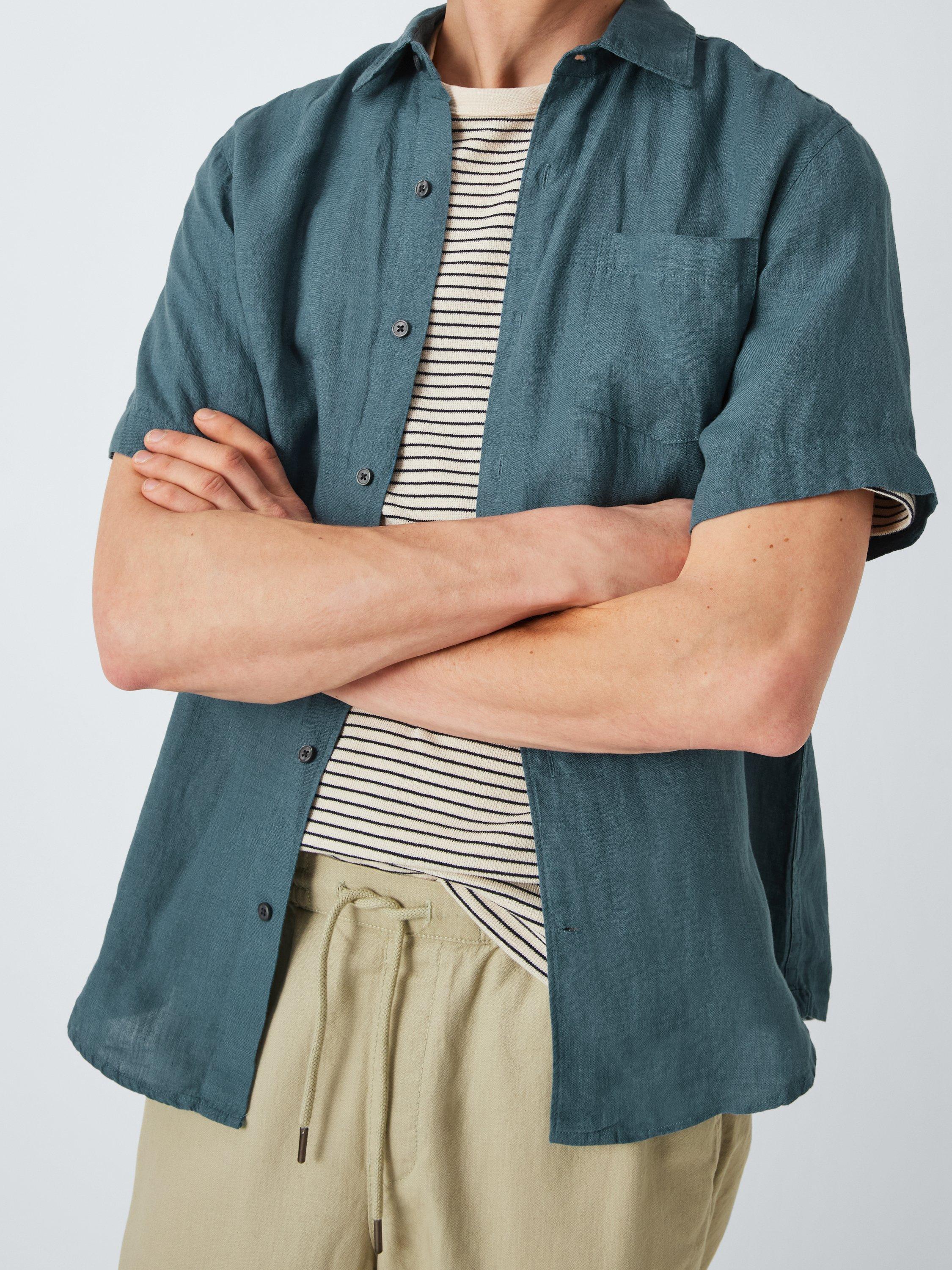 Product image 6 of 6, which shows John Lewis Short Sleeve Linen Shirt, Stargazer, S