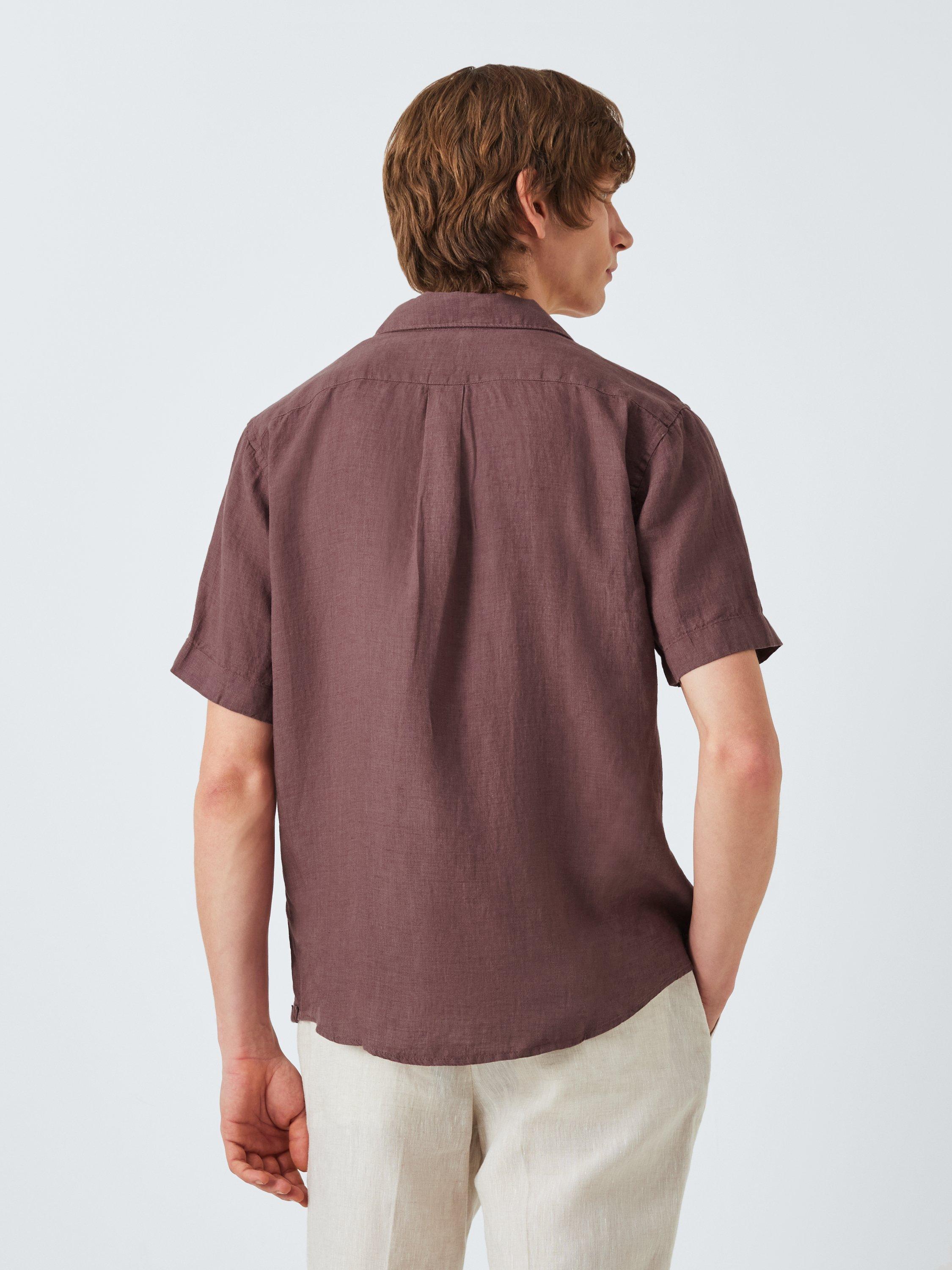Product image 2 of 6, which shows John Lewis Short Sleeve Linen Shirt, Wild Ginger, S