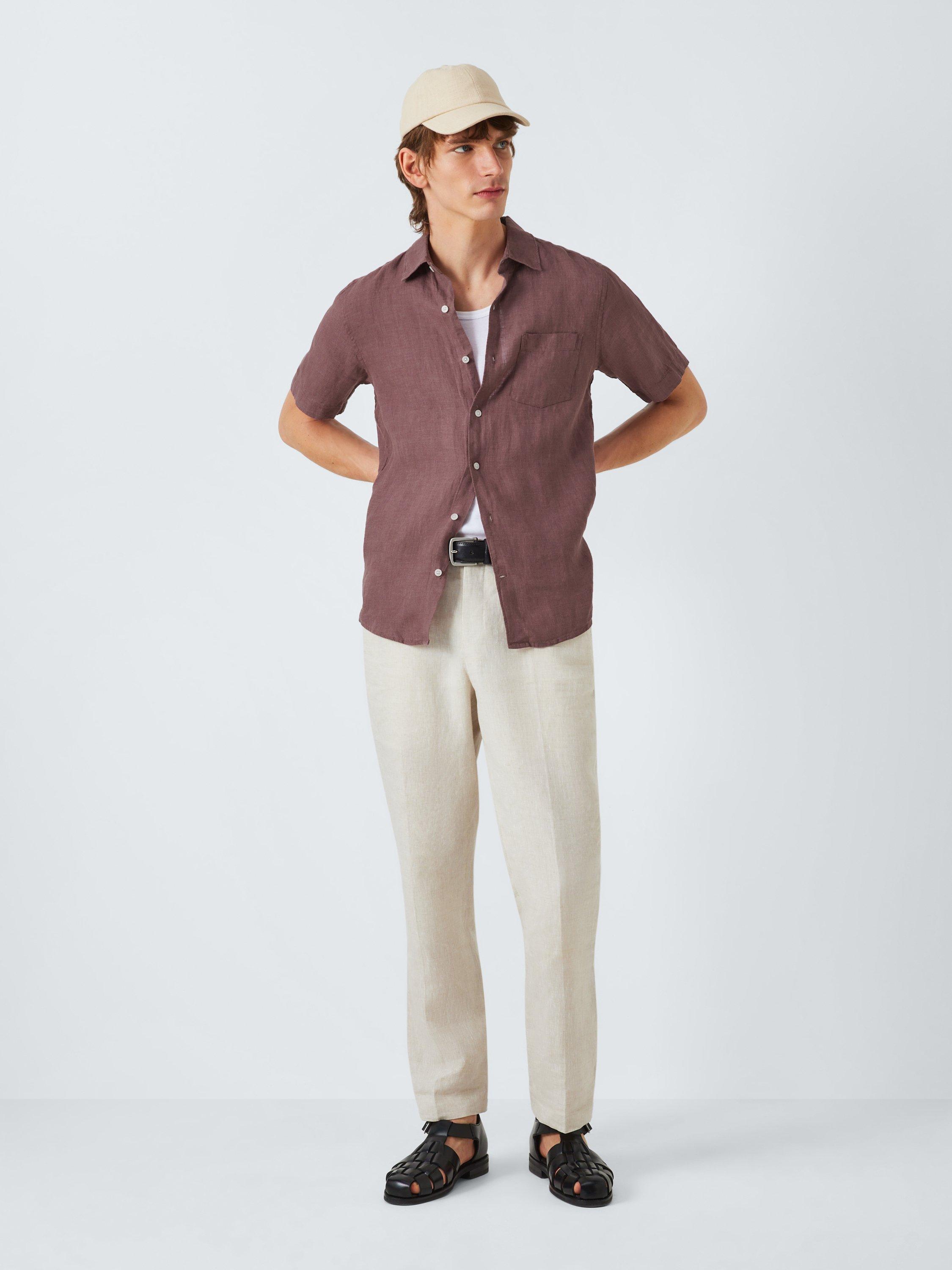 Product image 3 of 6, which shows John Lewis Short Sleeve Linen Shirt, Wild Ginger, S