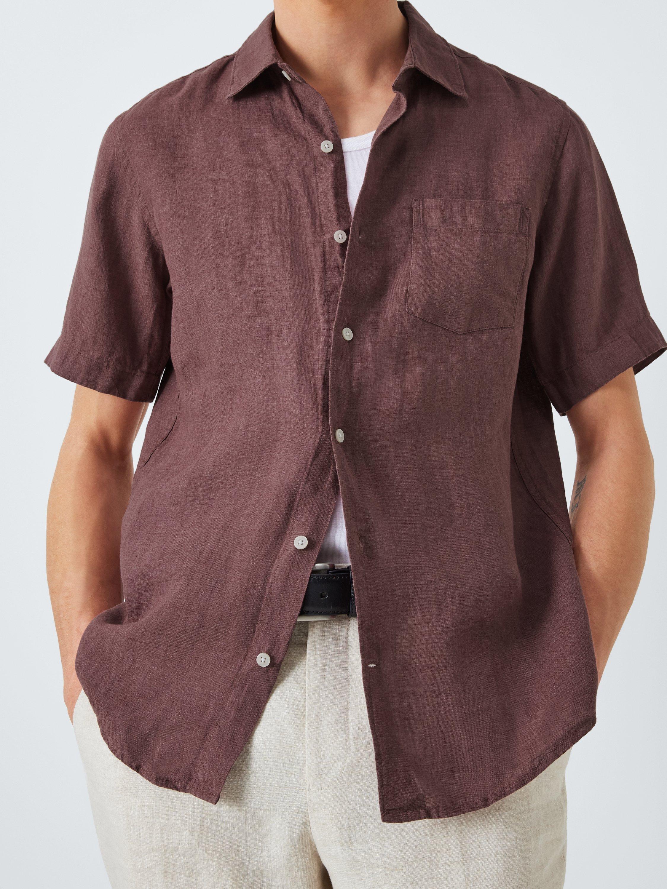 Product image 5 of 6, which shows John Lewis Short Sleeve Linen Shirt, Wild Ginger, S
