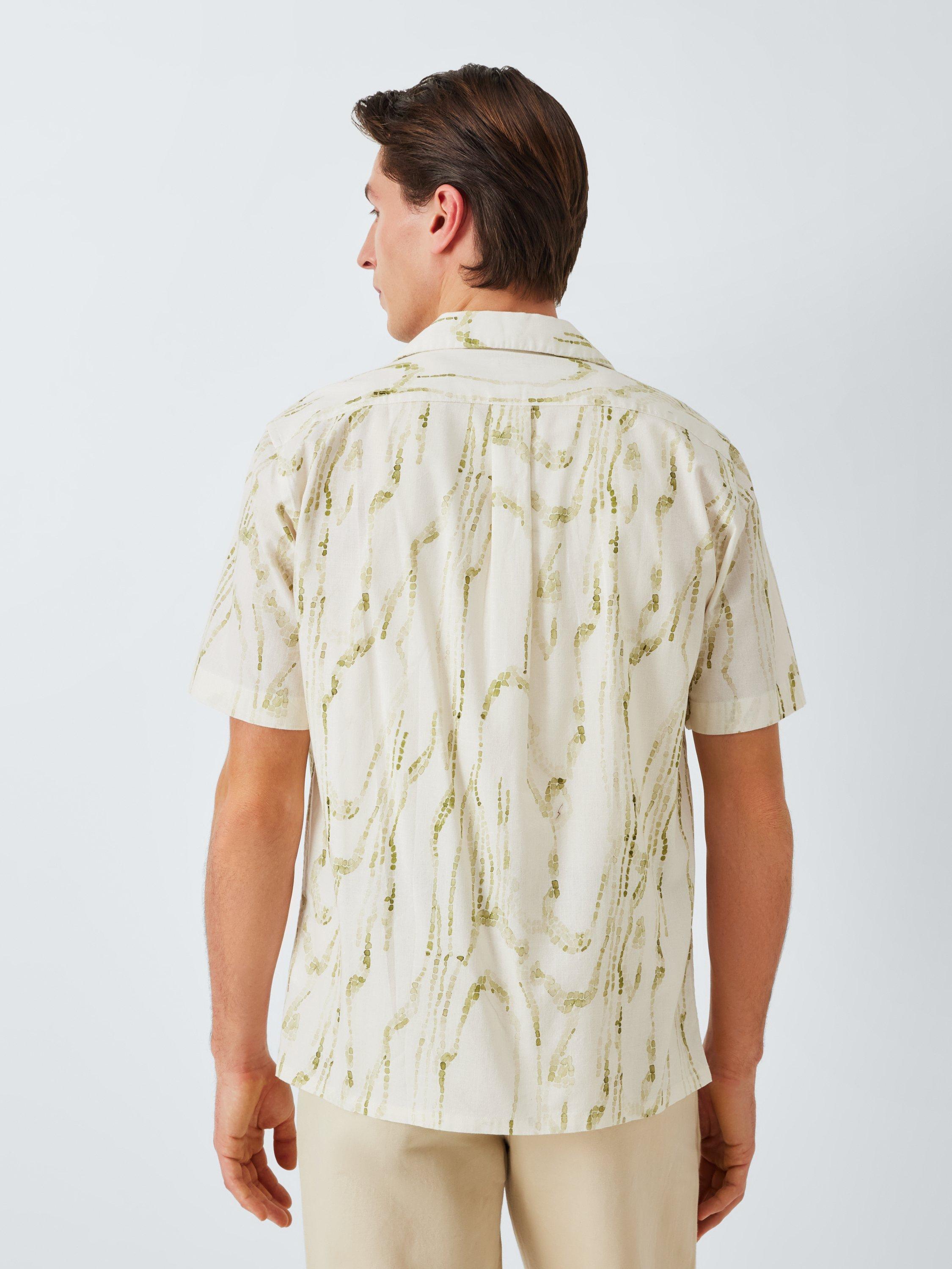 Product image 2 of 6, which shows John Lewis Mosaic Print Short Sleeve Cotton Shirt, Cypress, S
