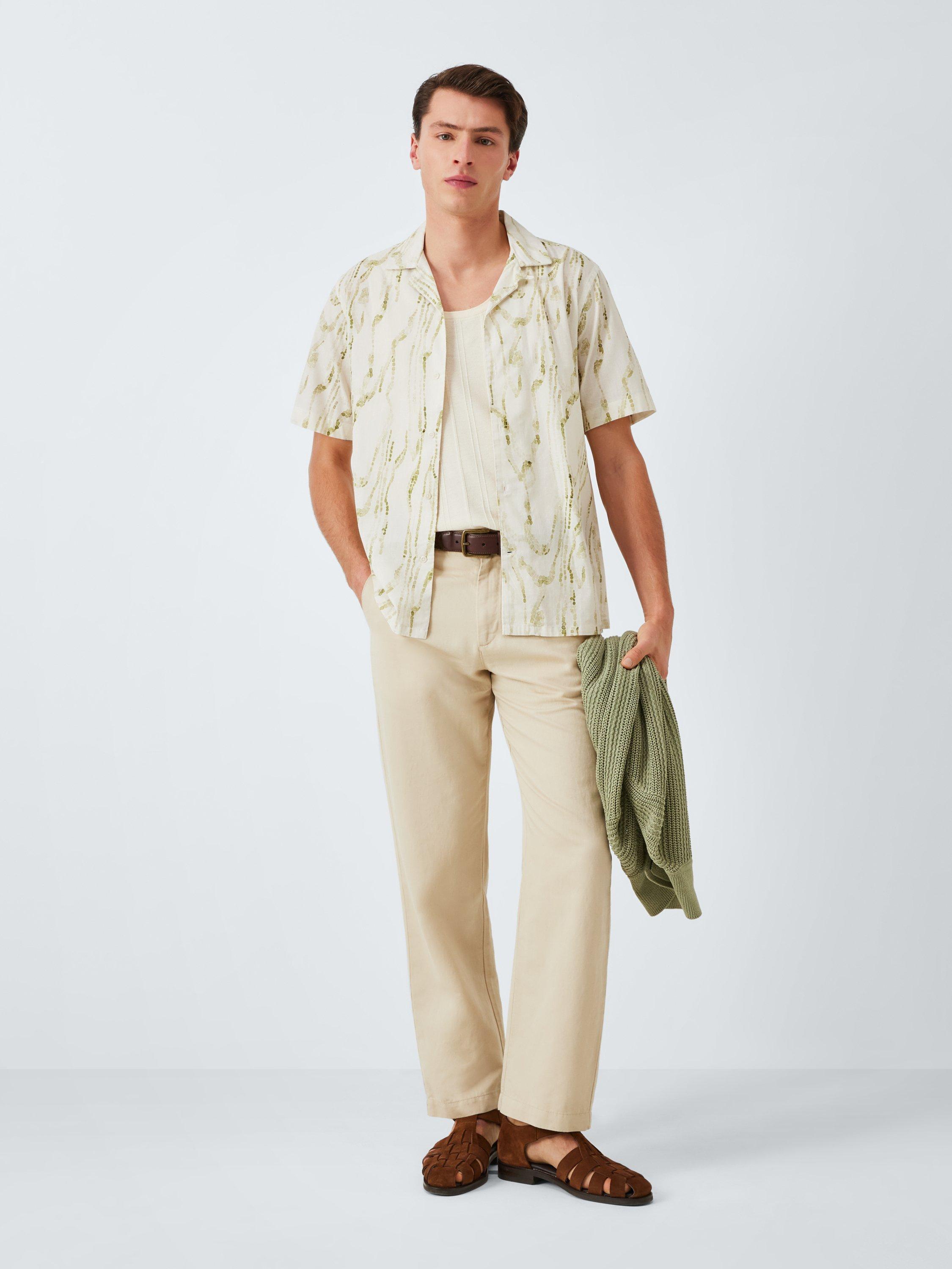 Product image 3 of 6, which shows John Lewis Mosaic Print Short Sleeve Cotton Shirt, Cypress, S