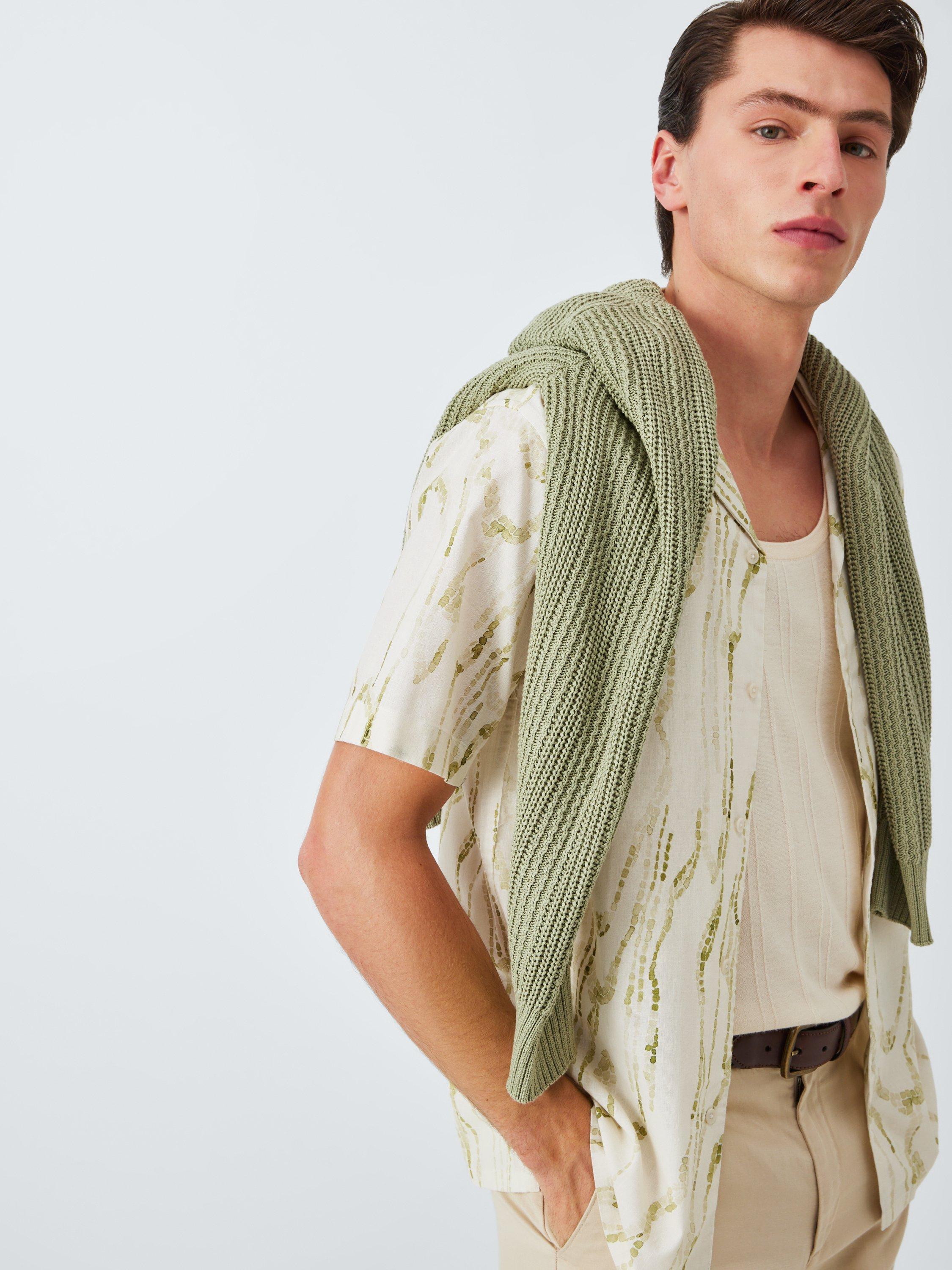 Product image 5 of 6, which shows John Lewis Mosaic Print Short Sleeve Cotton Shirt, Cypress, S