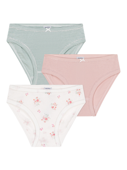 Petit Bateau Kids' Cotton Briefs, Pack of 3, Pink/Multi, Pink/Multi