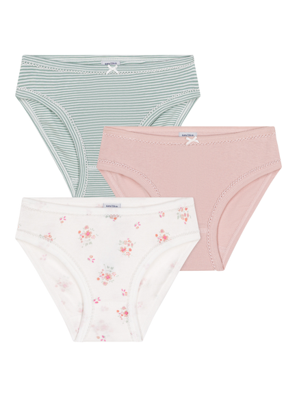 Petit Bateau Kids' Cotton Briefs, Pack of 3, Pink/Multi, Pink/Multi