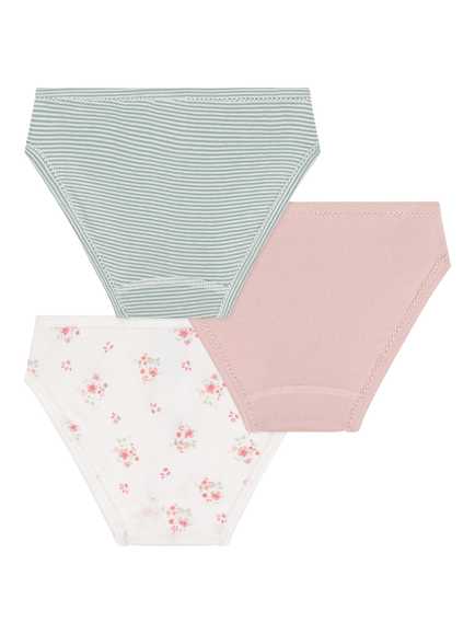 Petit Bateau Kids' Cotton Briefs, Pack of 3, Pink/Multi - view 2, Pink/Multi