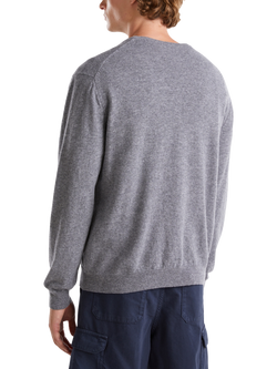 Benetton Pure Merino Wool Crew Neck Jumper, Dark Melange Grey - view 2, Dark Melange Grey