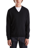 Benetton Pure Merino Wool V-Neck Jumper, Black