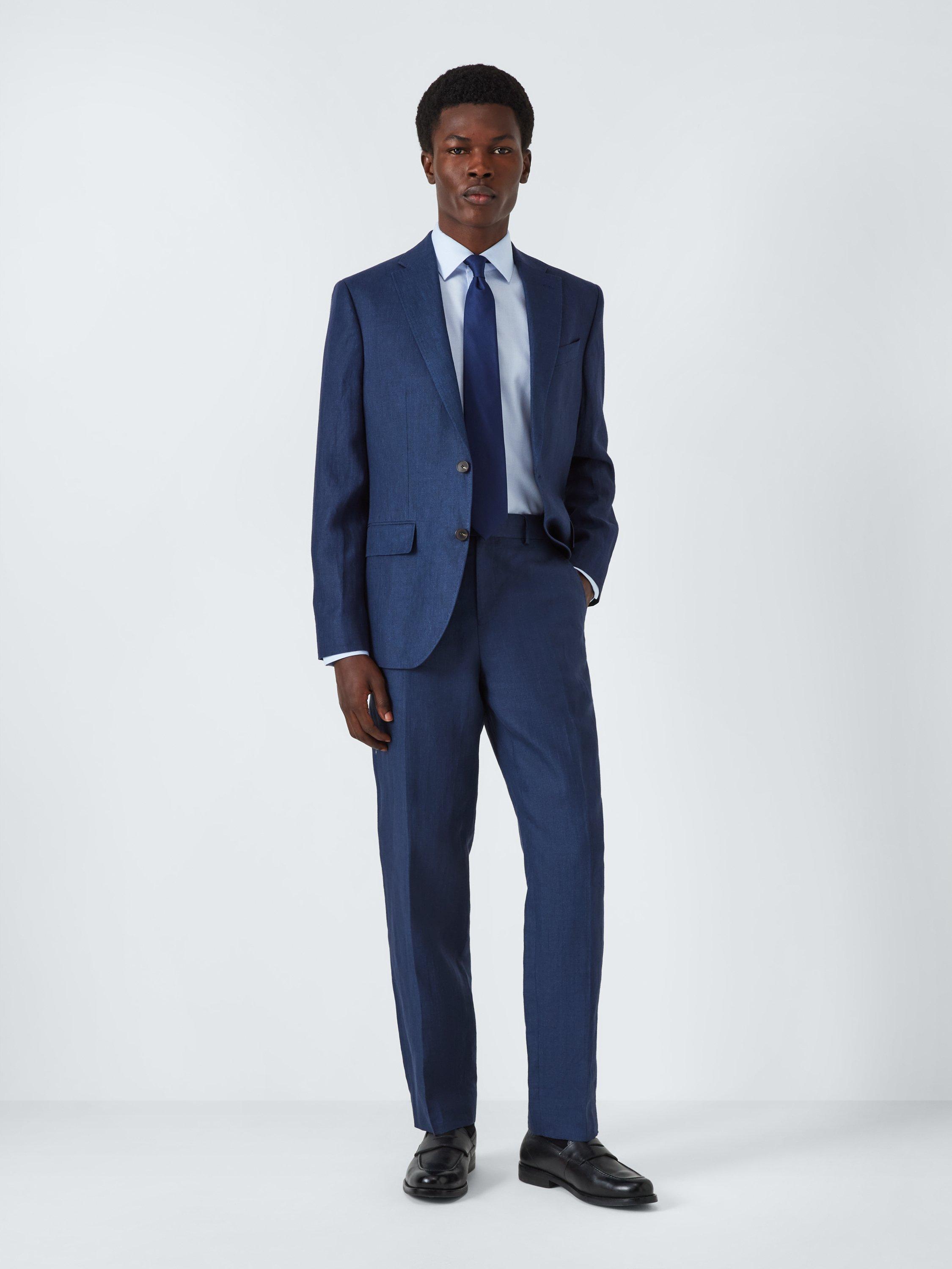 Product image 3 of 8, which shows John Lewis Cotton Dogtooth Tailored Fit Shirt, Navy, 15/R