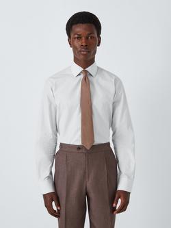 John Lewis Cotton Micro Grid Non Iron Tailored Fit Shirt, Neutral, Navy