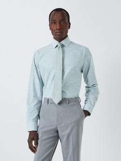 John Lewis Cotton Stripe Tailored Fit Shirt, Teal