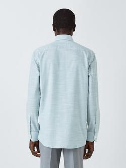 John Lewis Cotton Stripe Tailored Fit Shirt - view 2, Teal