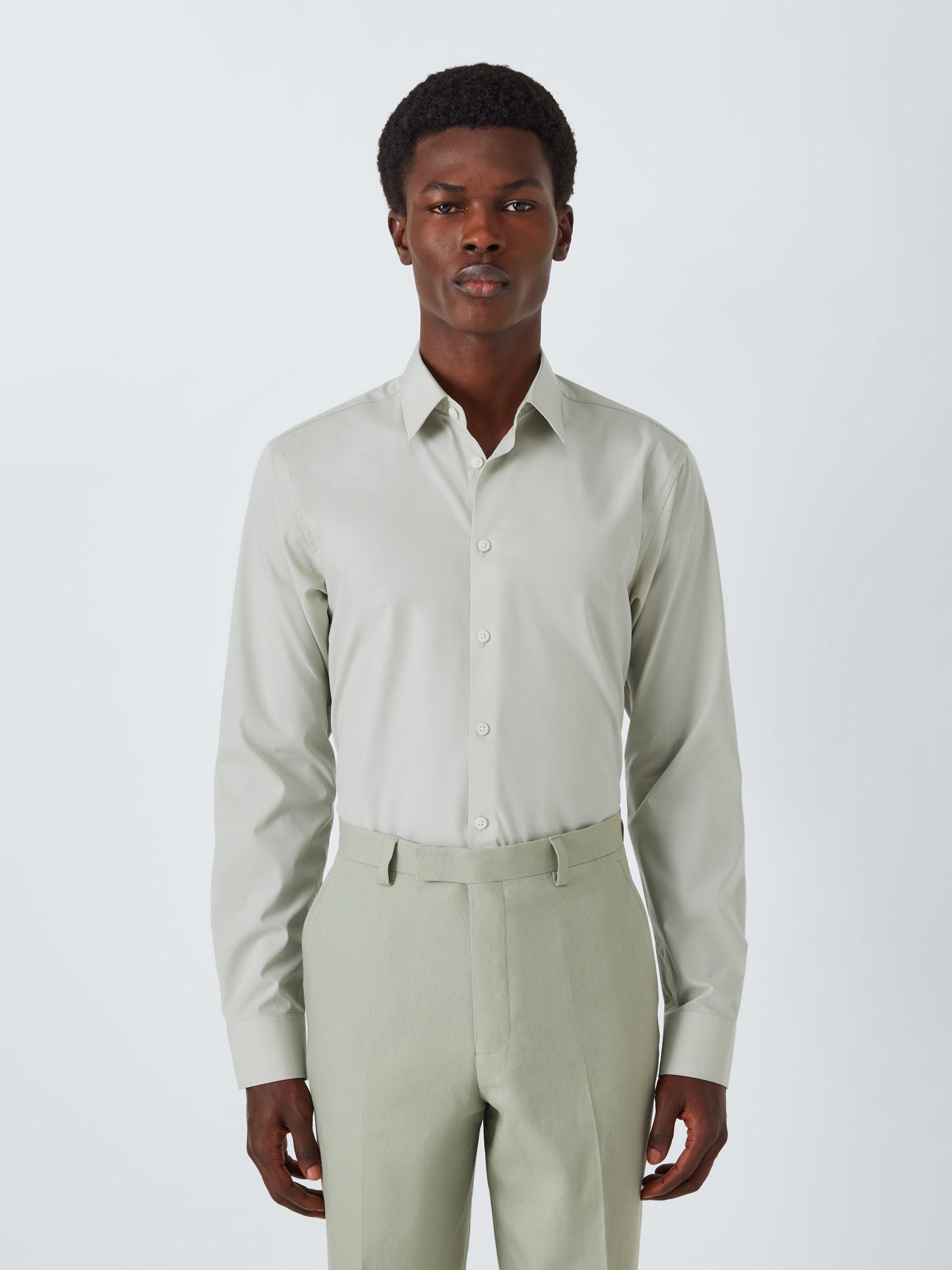 Product image 4 of 9, which shows Kin Cotton Poplin Stretch Slim Fit Shirt, Green, 14.5/R