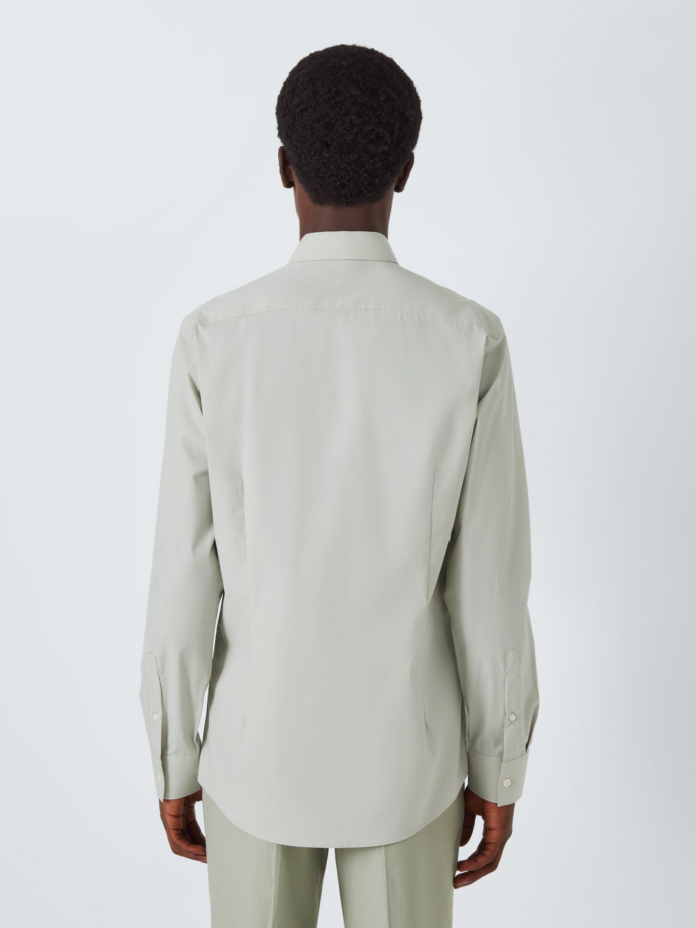 Product image 5 of 9, which shows Kin Cotton Poplin Stretch Slim Fit Shirt, Green, 14.5/R