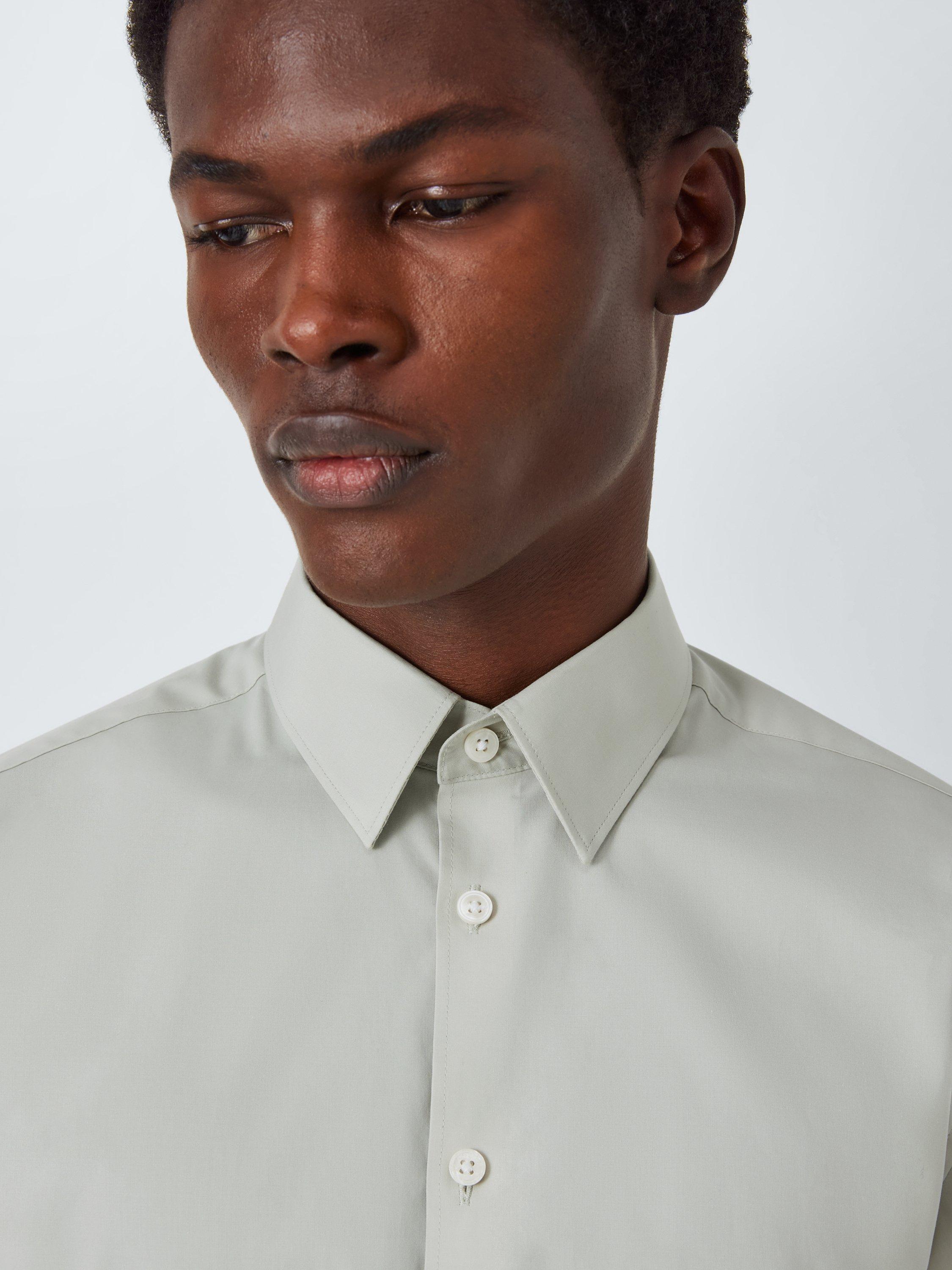 Product image 7 of 9, which shows Kin Cotton Poplin Stretch Slim Fit Shirt, Green, 14.5/R