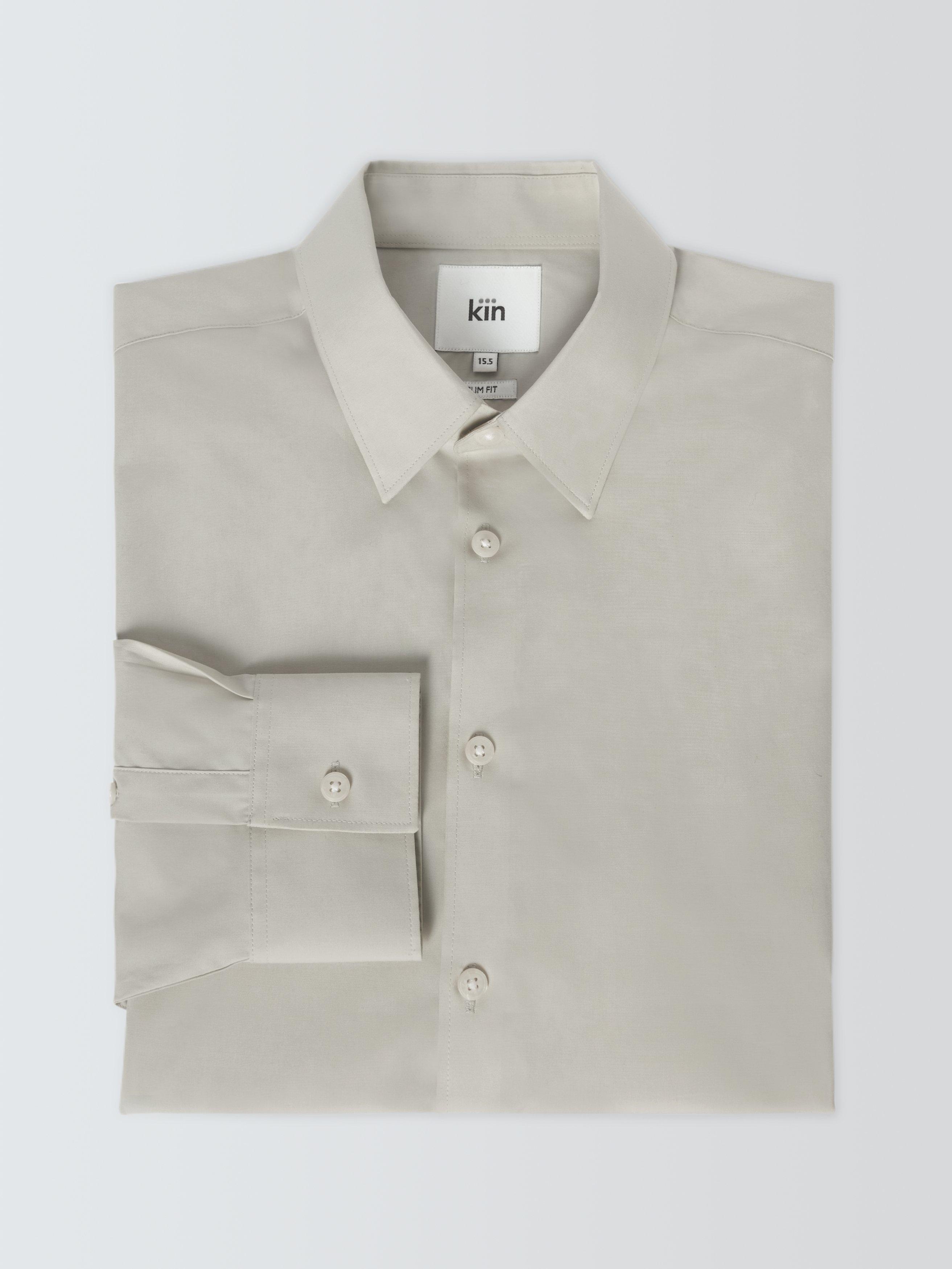 Product image 2 of 9, which shows Kin Cotton Poplin Stretch Slim Fit Shirt, Green, 14.5/R