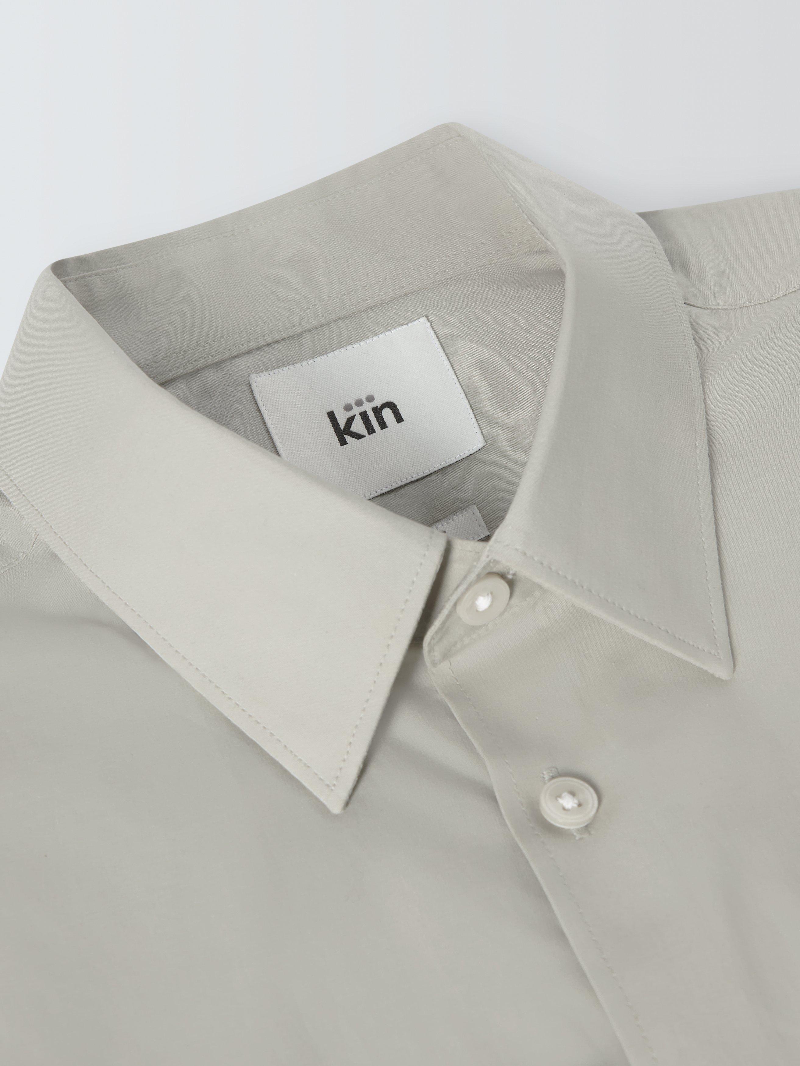 Product image 3 of 9, which shows Kin Cotton Poplin Stretch Slim Fit Shirt, Green, 14.5/R
