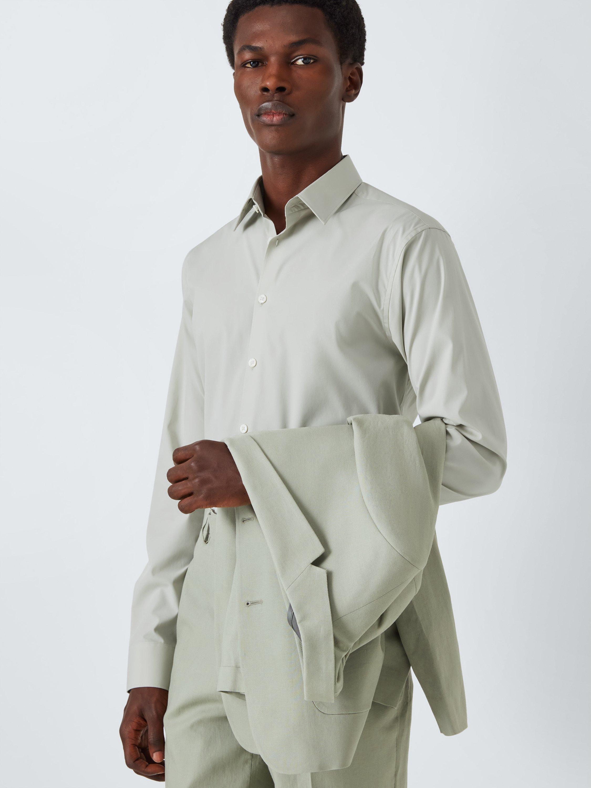 Product image 8 of 9, which shows Kin Cotton Poplin Stretch Slim Fit Shirt, Green, 14.5/R