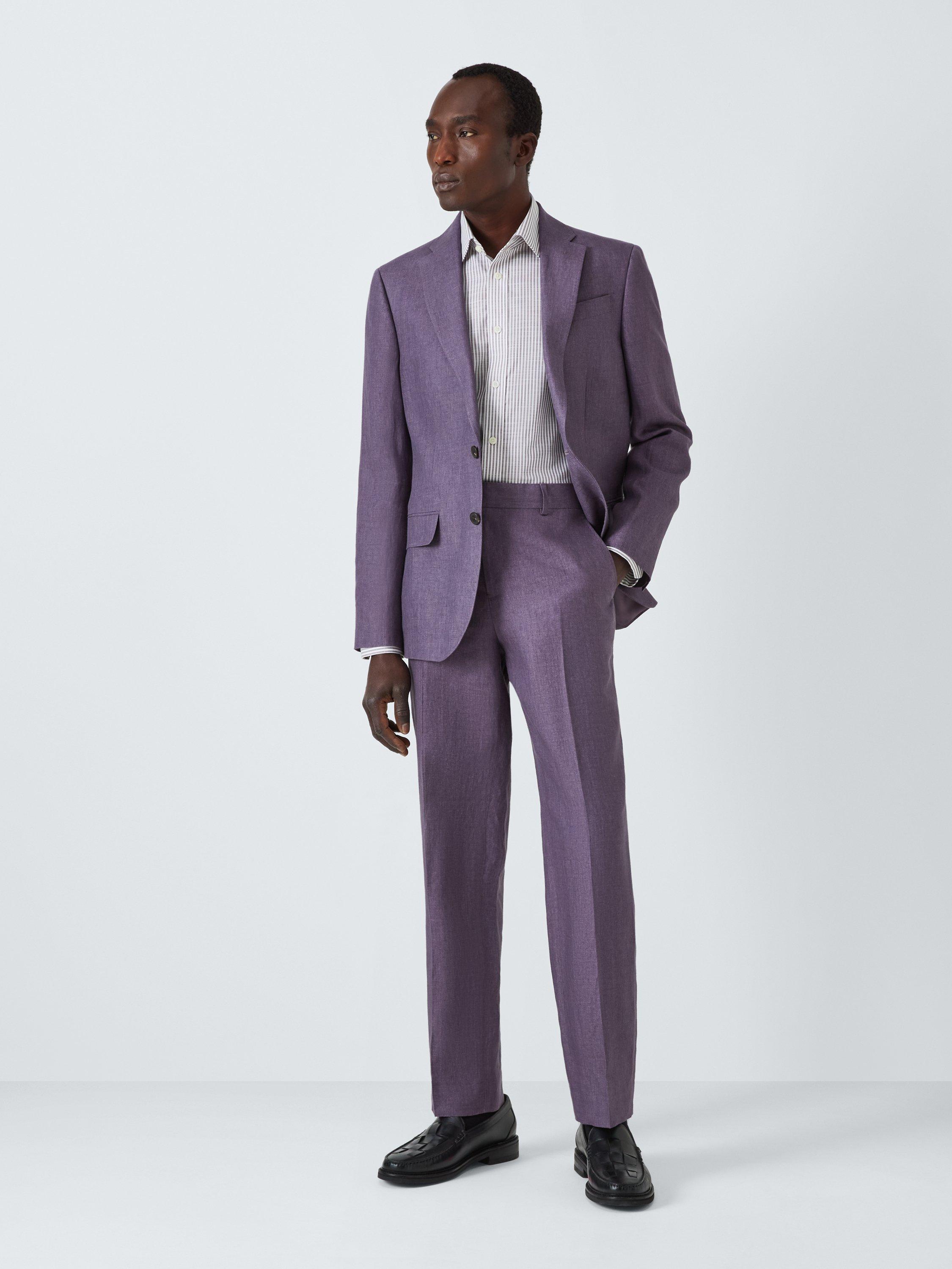 Product image 3 of 8, which shows John Lewis Cotton Stripe Tailored Fit Shirt, Purple, 15R