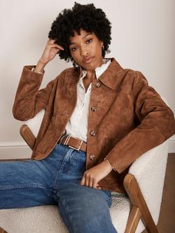Mint Velvet Suede Pocket Detail Jacket, Tan, Tan