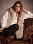 Mint Velvet Toggle Faux Fur Gilet, Neutral