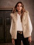 Mint Velvet Toggle Faux Fur Gilet, Neutral