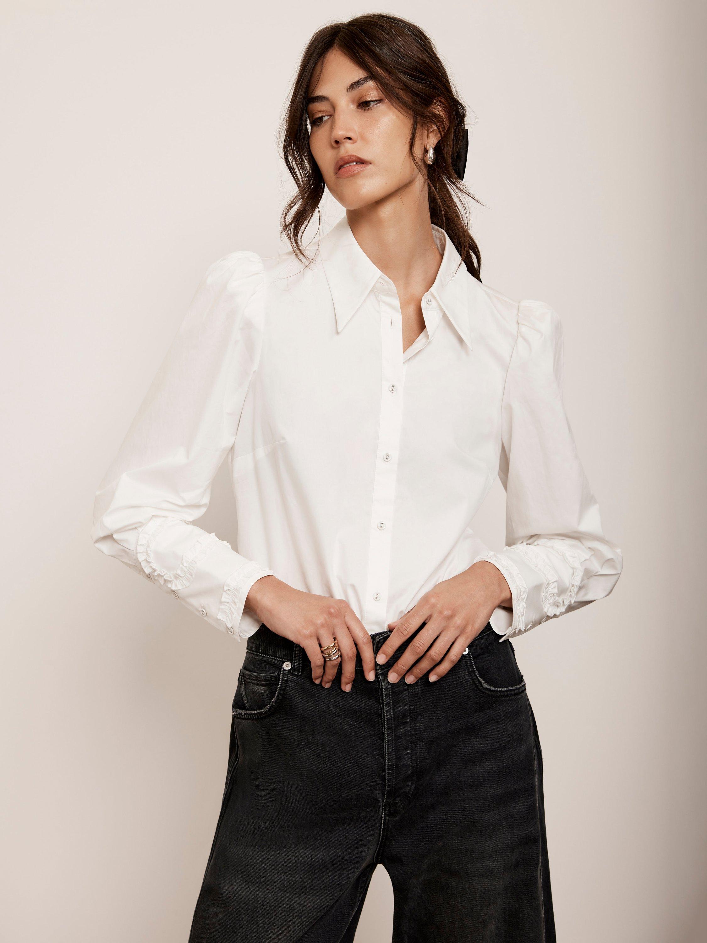 Mint Velvet Cuff Detail Shirt White