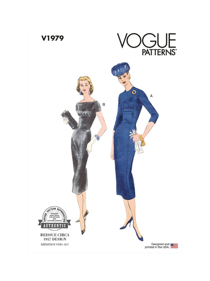Vogue Misses' Vintage One Piece Dress Sewing Pattern, V1979, White