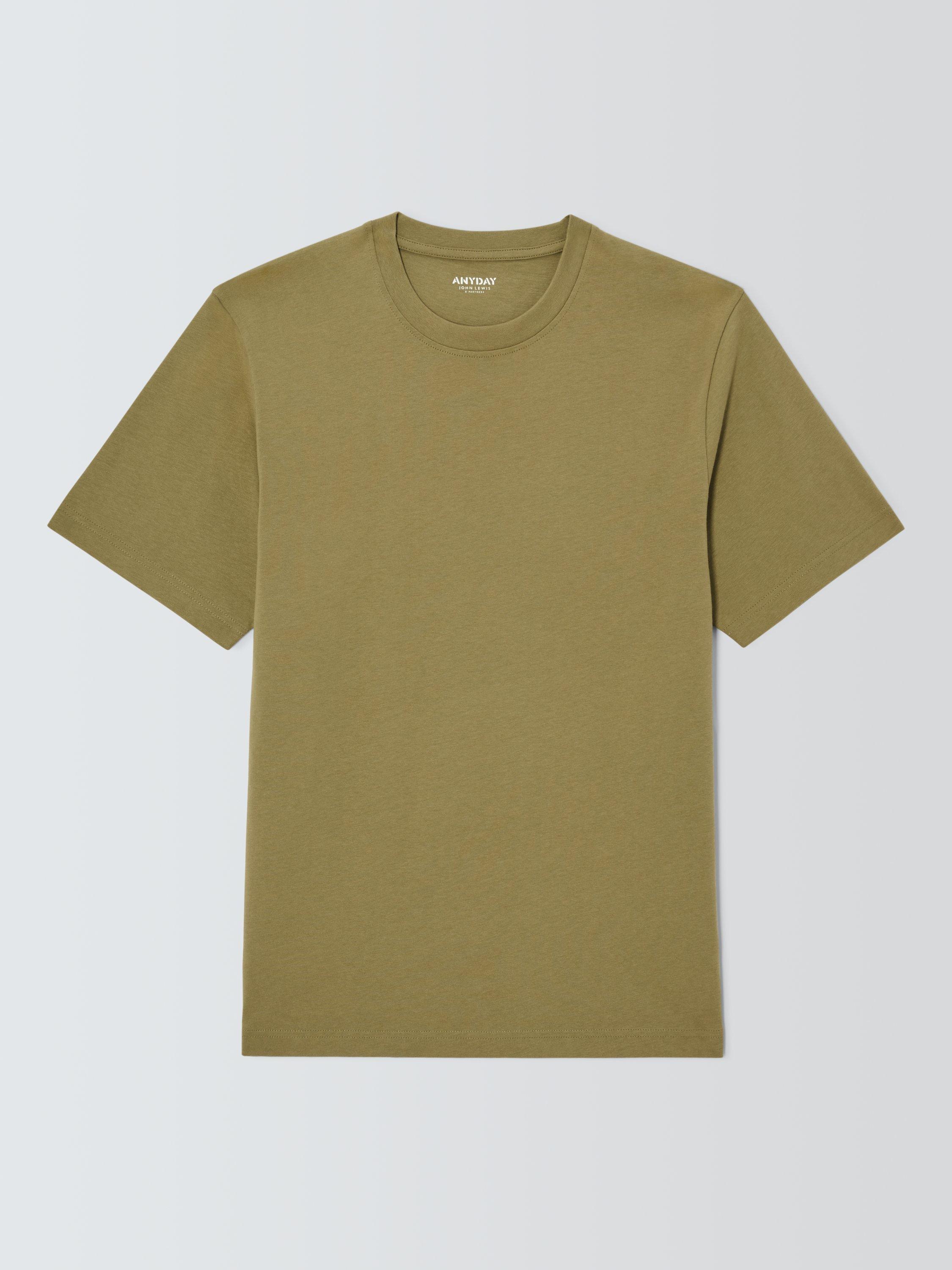 Product image 4 of 6, which shows John Lewis ANYDAY Short Sleeve Crew Neck Cotton T-Shirt, Green Olive, S