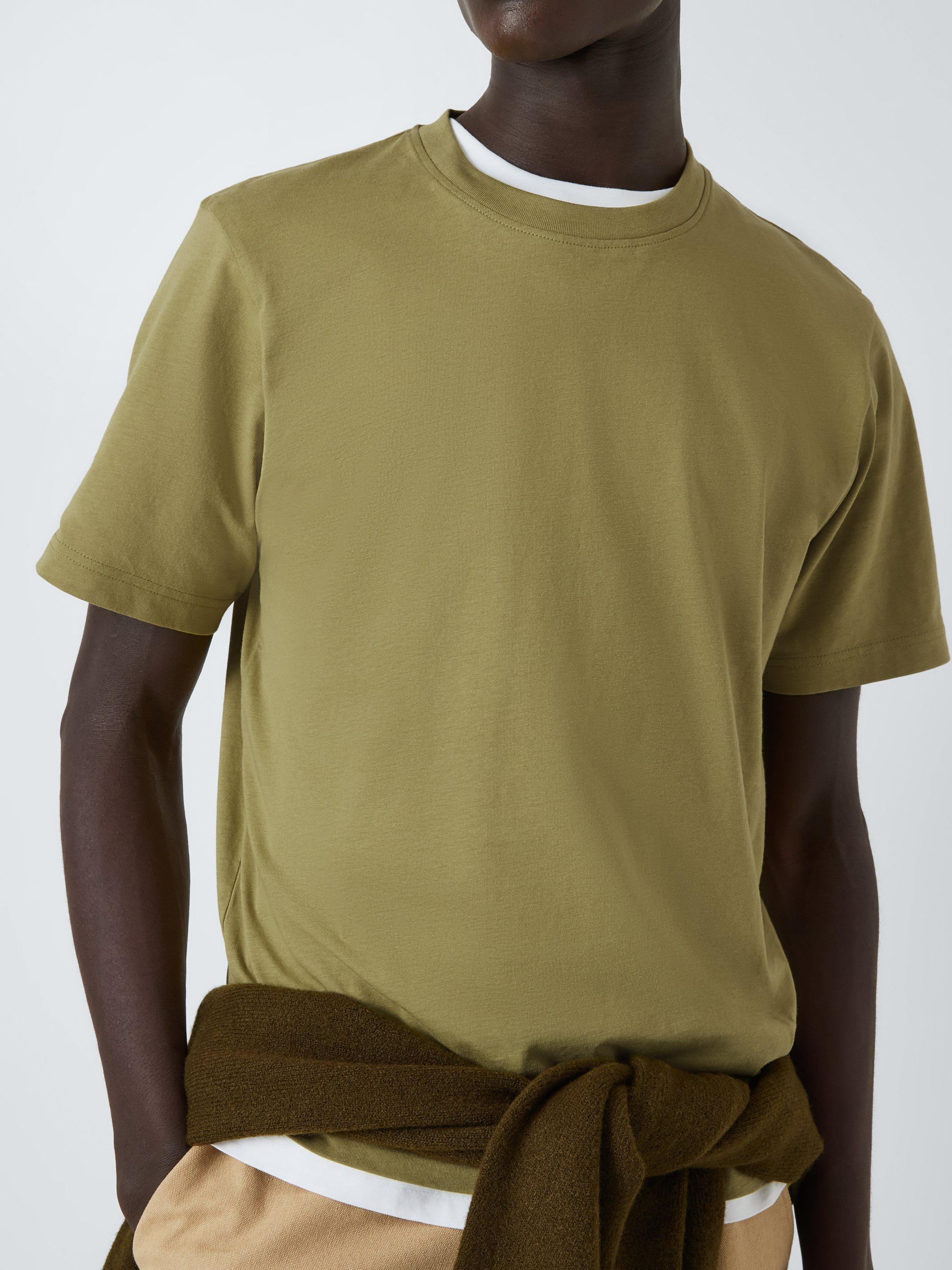 Product image 5 of 6, which shows John Lewis ANYDAY Short Sleeve Crew Neck Cotton T-Shirt, Green Olive, S