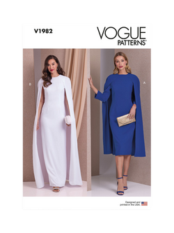 Vogue Misses' Cape Dress Sewing Pattern, V1982, White