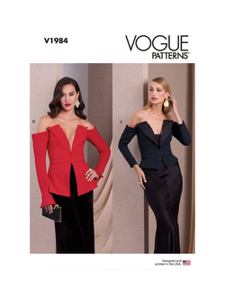 Vogue Misses' Off the Shoulder Top Sewing Pattern, V1984, White