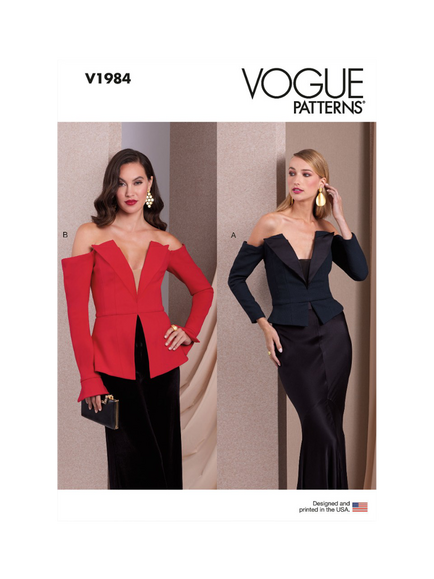 Vogue Misses' Off the Shoulder Top Sewing Pattern, V1984, White