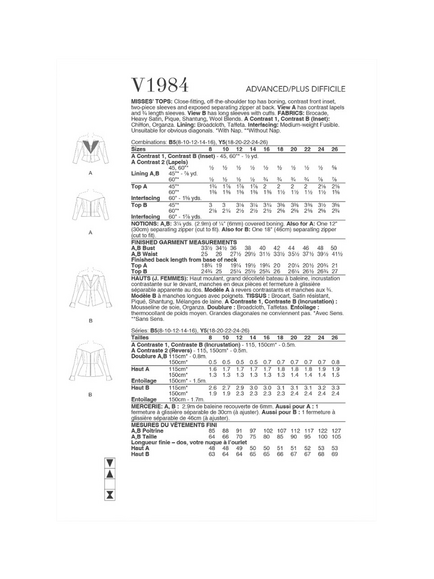 Vogue Misses' Off the Shoulder Top Sewing Pattern, V1984 - view 2, White
