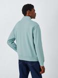 John Lewis Half Zip Rib Cotton Knit Panel Sweatshirt, Cloud Blue