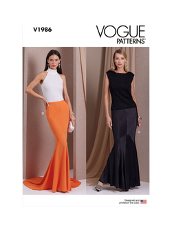 Vogue Misses' Slim Fitting Bias Skirt Sewing Pattern, V1986, White