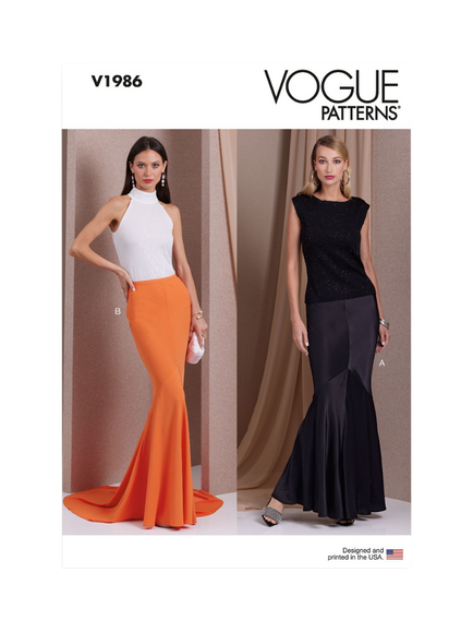 Vogue Misses' Slim Fitting Bias Skirt Sewing Pattern, V1986, White