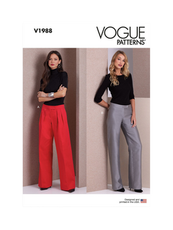 Vogue Misses' Low Rise Wide Leg Pants Sewing Pattern, V1988, White