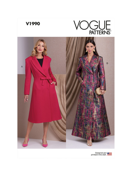 Vogue Misses' Lined Coat Sewing Pattern, V1990, White