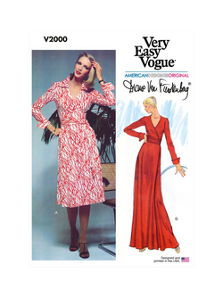 Vogue Misses' Vintage Wrap Front Dress Sewing Pattern, V2000, White