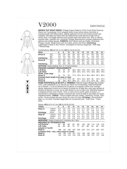 Vogue Misses' Vintage Wrap Front Dress Sewing Pattern, V2000 - view 2, White
