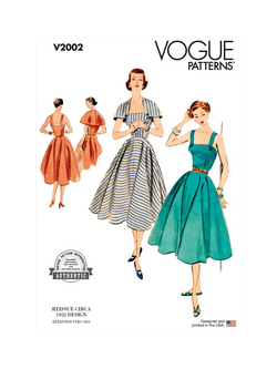 Vogue Misses' Vintage Dress and Capelet Sewing Pattern, V2002, White
